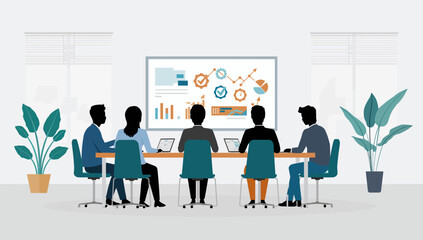 Business Team Analyzing Data During a Meeting in Modern Office.