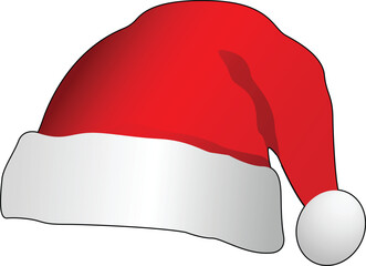 Santa Claus hat, hat vector art, vector illustration, cap, red hat, Christmas