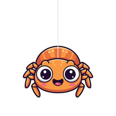 Obraz premium Cute Cartoon Spider Hanging From a Web Vector Illustration for Children's Designs