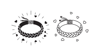 Braided bracelet with hearts and lines