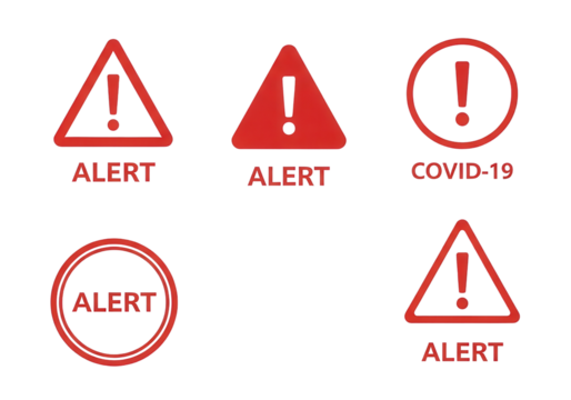 Red Warning and Alert Icon Set Vector Collection Isolated on White Background for Interface Design