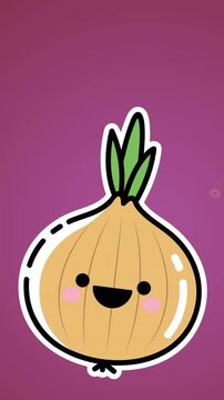 Animation of multiple onion icons on purple background