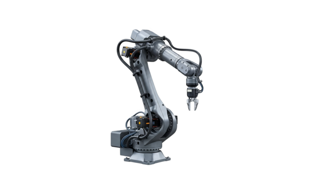 Industrial Robot Arm 3d Render On Black Background