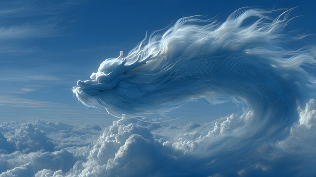 Cloud Shaped Dragon. Mystical and Fantasy Sky Scene