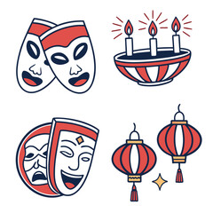 Festival Celebration Icon Set Vector