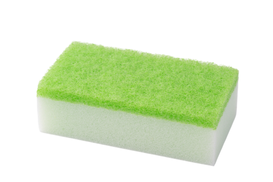 透明背景（png）に緑色の食器洗い用スポンジ