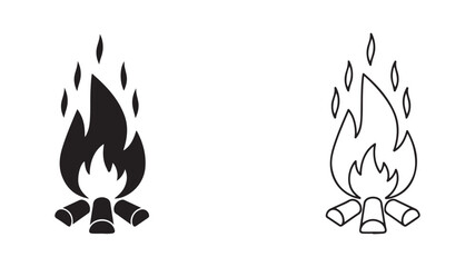 Campfire icon in solid and outline style