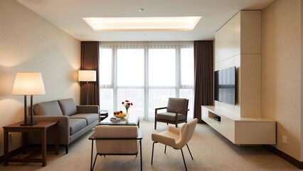 A warm corner of a modern and simple living room