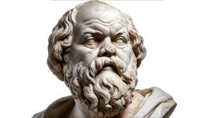 Ancient Greek Philosopher Bust Sculpture in Classic Style with White Marble Finish