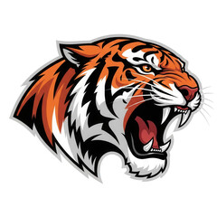 Roaring tiger head with aggressive expression isolated PNG with Transparent Background