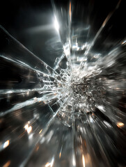 A vibrant and powerful broken mirror, light reflecting and refracting from the cracks