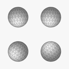 Abstract minimalistic 3D spheres with geometric pattern. Vector illustration.