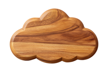 cloud shaped wooden plaque isolated on white