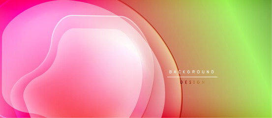 Abstract fluid shapes, vibrant gradients. Pink, orange, yellow, green hues blend seamlessly. Modern design element for backgrounds.