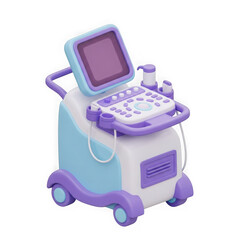Modern medical ultrasound machine with a touch screen and keyboard