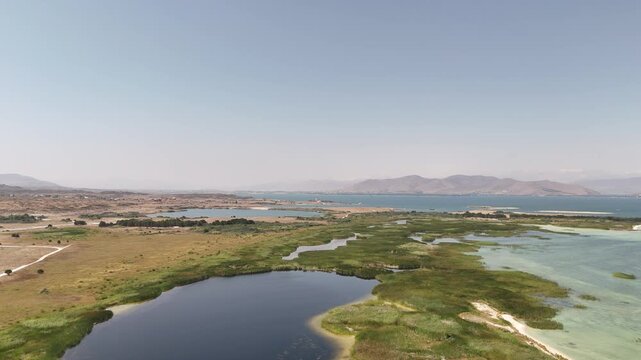 Aerial Drone of Lake Sevan is the largest body of water in both Armenia and the Caucasus region. It is one of the largest freshwater high-altitude (alpine) lakes in Eurasia