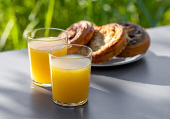 orange juice and pastries