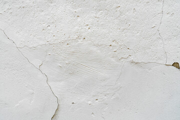 White Plaster Wall with Cracks: Abstract Minimal Texture