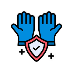 Safety Gloves lineal color icon