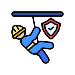 Fall Protection lineal color icon