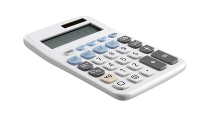 White calculator with many buttons, perfect for financial tasks and equations