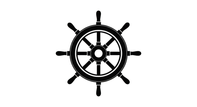 Abstract Geometric Design Featuring a Circular Emblem with Spokes on a Black Background