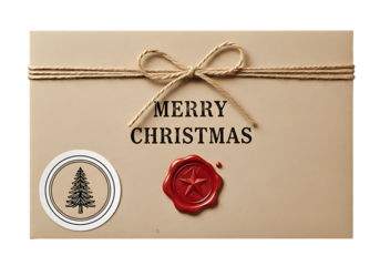 Festive merry christmas card with wax seal and pine tree motif ideal for holiday greetings