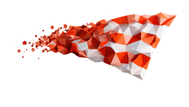 Abstract 3D geometric shape bursts with a colorful, fractured design