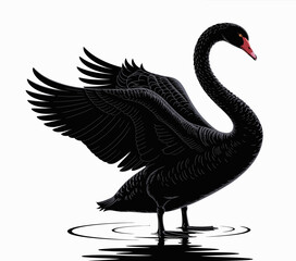 black swan on white background