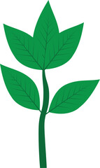 Green Plant with Six Leaves – Minimal Botanical Symbol of Growth, Healing, and Nature