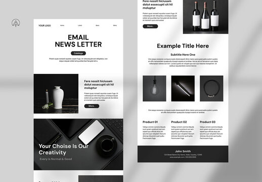 Black & White Product Newsletter Layout