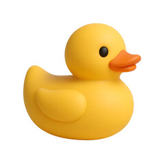 3D Yellow Rubber Duck Icon Isolated on Transparent Background