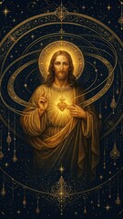 Obraz premium Sacred heart divine illustration