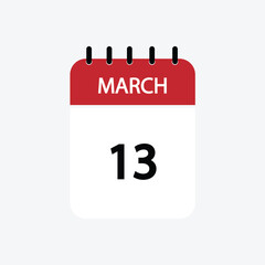 13 march calendar march calendar vector illustration