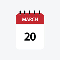 20 march calendar march calendar vector illustration