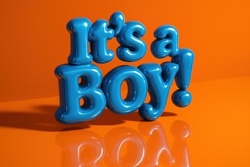 Playful glossy lettering It’s a Boy on orange. Use for party signage, digital invitations, influencer posts, and online announcement campaigns. 
