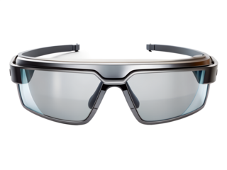 Sleek and modern sunglasses with silver frames isolated on transparent background, providing stylish eye protection for outdoor activities and sunny days