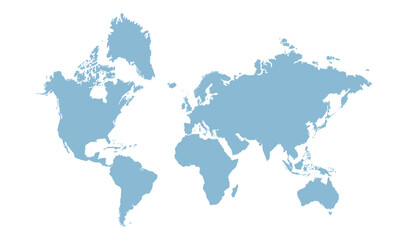 World map isolated on a white background. Vector flat cliparts of continents.