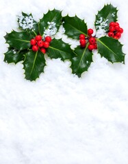 Holly sprigs in snow (1)