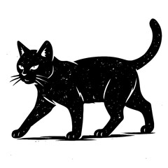 Obraz premium Grunge Textured Black Cat Walking