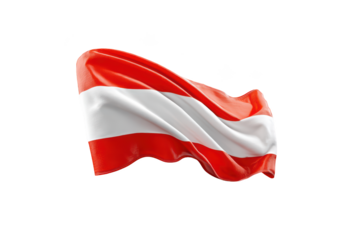 Waving Austrian flag isolated on black background, three horizontal stripes