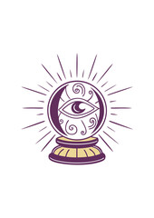 Obraz premium Crystal ball with mystical eye and decorative patterns for Halloween 