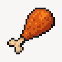 Pixelated chicken drumstick illustration.