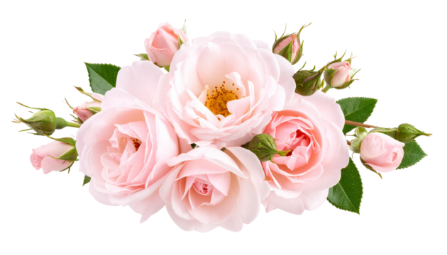 Delicate Pale Pink Roses with Buds PNG