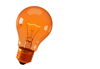 Ignite your next brilliant idea with this glowing orange light bulb symbolizing innovation, creativity, and new beginnings ready for your project