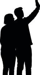 Romantic couple silhouette waving hand together capturing a cherished moment of connection and joy vector