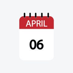 6 april calendar april calendar vector illustration