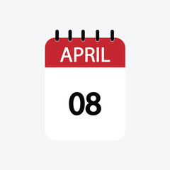 8 april calendar april calendar vector illustration