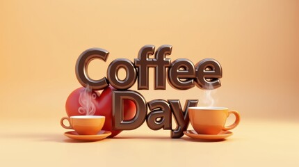 Celebrating coffee day a vibrant display of coffee cups warm colors and creative design