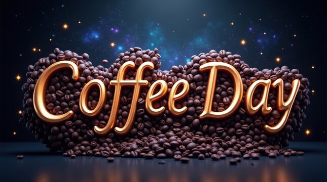 Celebrate coffee day a visual delight of coffee beans festive atmosphere graphic design artistic perspective